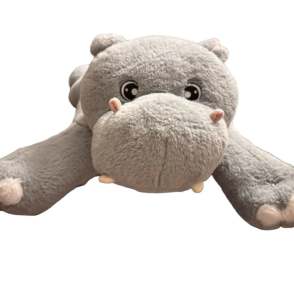 Hippo Plush Toy Kids Large Grey Floppy Laying Down Stuffed Animal